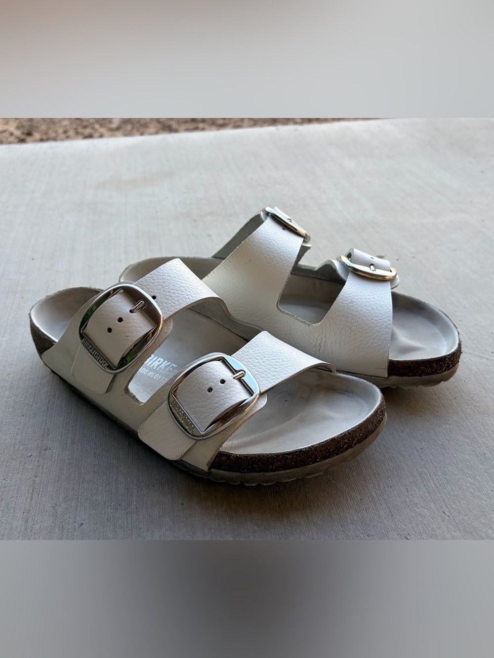 Birkenstock White Arizona Sandals Big Buckle Narrow 8.5